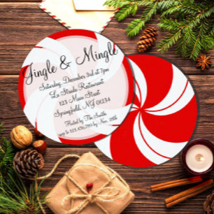 Jingle & Mingle Peppermint Christmas Invitation Einladung
