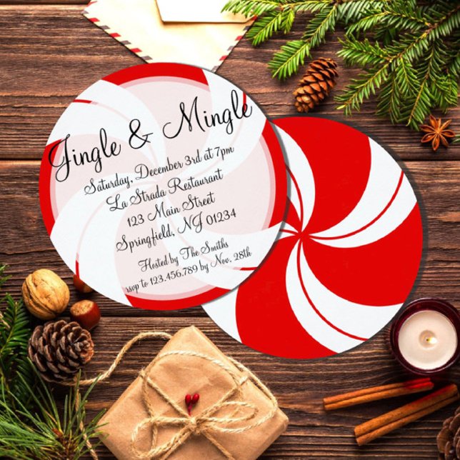Jingle & Mingle Peppermint Christmas Invitation Einladung (Von Creator hochgeladen)