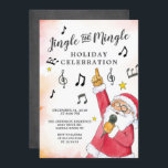Jingle Mingle Singt Santa Holiday Party Einladung<br><div class="desc">Niedliches Mingle & Jingle singt das SantaHoliday Party mit einer koordinierenden schwarzen Tafel zurück.</div>