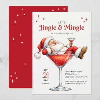 Jingle & Mingle Spaß Santa Martini Weihnachtsfeier Einladung