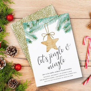 Jingle & Mingle Watercolor Pine Tree Holiday Party Einladung