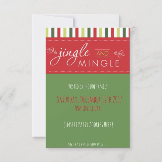 Jingle & Mingle! Weihnachts-Party Einladung (Vorderseite)