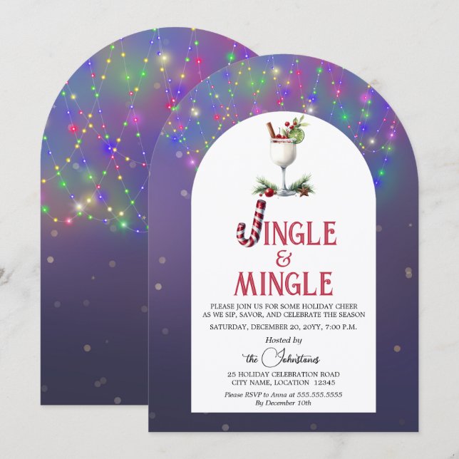 Jingle & Mingle Weihnachtsfeier Einladung (Vorne/Hinten)