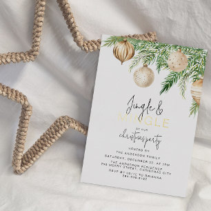Jingle & Mingle Weihnachtsfeier-Einladung Folien Feiertagskarte
