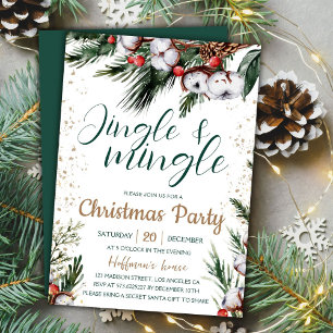 Jingle & Mingle Weihnachtsfeier mit Kiefern-Grün Einladung