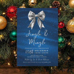 Jingle Mingle Weihnachtsfeier Silber Bogen Navy  Einladung