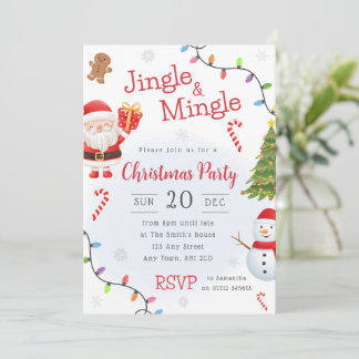 Jingle & Mingle Weihnachtsmann Schneemann Weihnach Einladung