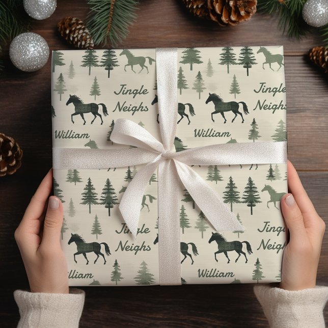 Jingle Neighbys" Horse Wrapping Paper | Individuel Geschenkpapier (Von Creator hochgeladen)