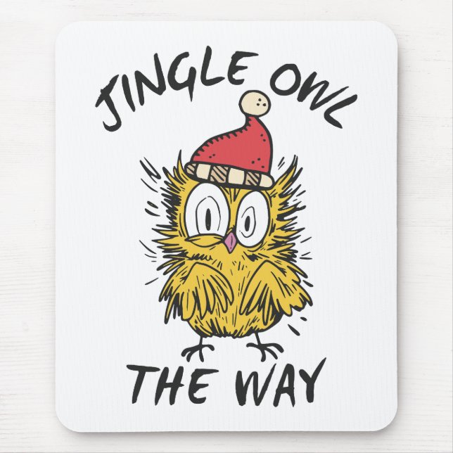 Jingle Owl the way Funny Santa Owl Mousepad (Vorne)