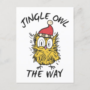 Jingle Owl the way Funny Santa Owl Postkarte