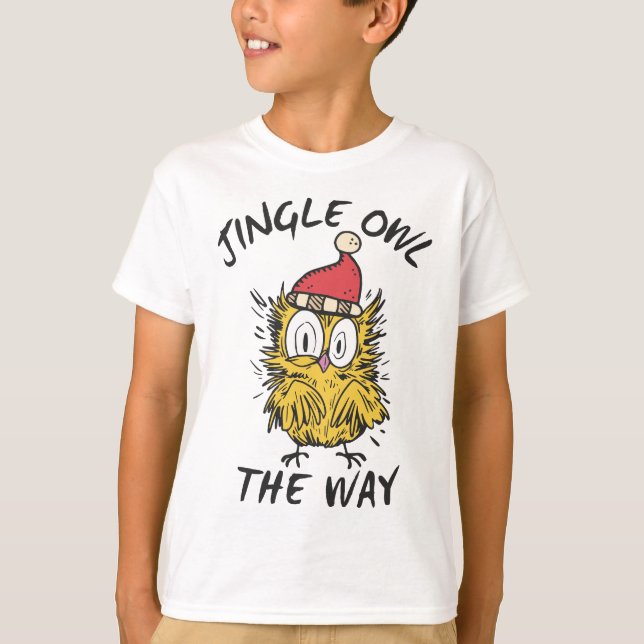 Jingle Owl the way Funny Santa Owl T-Shirt (Vorderseite)