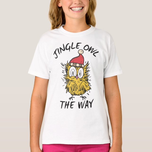 Jingle Owl the way Funny Santa Owl T-Shirt (Vorderseite)