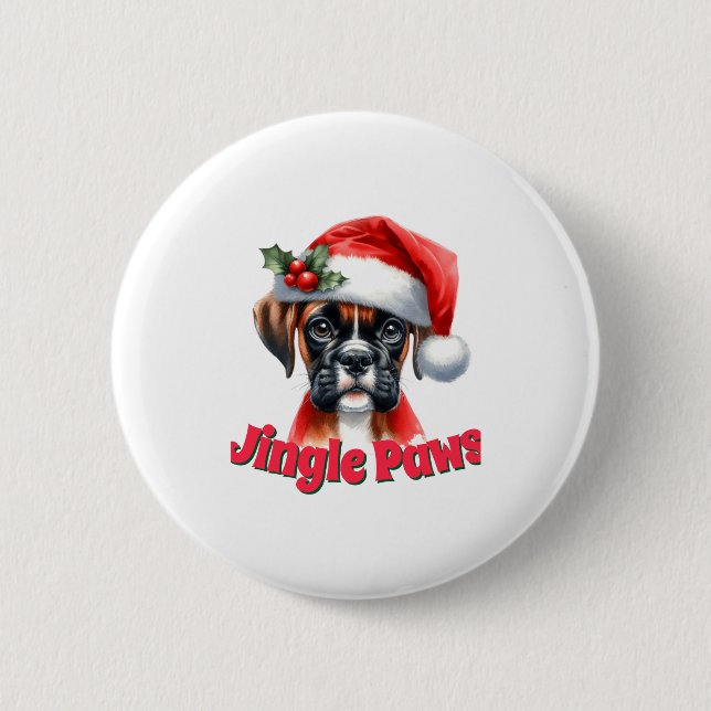 Jingle Paws And Boxer Dog Joy  Button (Vorderseite)