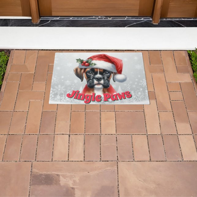 Jingle Paws and Boxer Dog Joy Fußmatte (Von Creator hochgeladen)