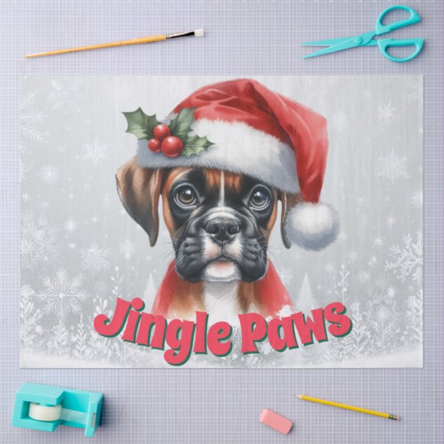 Jingle Paws and Boxer Dog Joy Seidenpapier (Basteln)