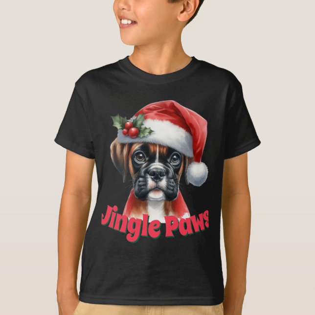 Jingle Paws And Boxer Dog Joy T Shirt  (Vorderseite)