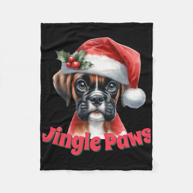 Jingle Paws And Boxer Dog Joy T Shirt  Fleecedecke (Vorderseite)
