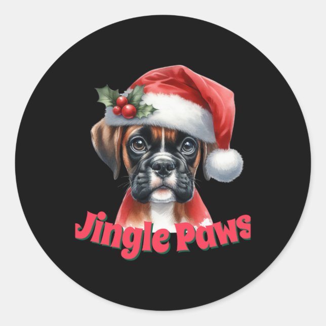 Jingle Paws And Boxer Dog Joy T Shirt  Runder Aufkleber (Vorderseite)