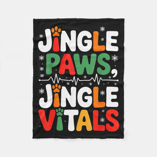 Jingle Paws Jingle Vitals Funny Vet Nurse Xmas  Fleecedecke (Vorderseite)