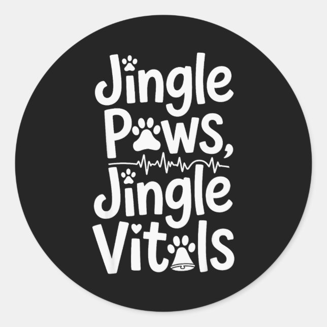 Jingle Paws Jingle Vitals Funny Vet Nurse Xmas  Runder Aufkleber (Vorderseite)