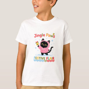 Jingle Paws Kinder-Weihnachts-Shirt Süße Katze z T-Shirt