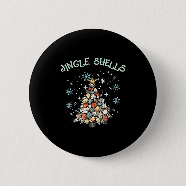Jingle Shells Christmas Tree Snowflakes Celebratio Button (Vorderseite)