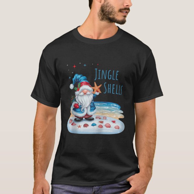 Jingle Shells Funny Christmas Gnome Zip  T-Shirt (Vorderseite)