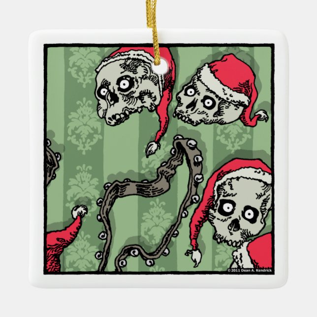 Jingle Skulls - Pop Goth Holiday Keramikornament (Vorderseite)