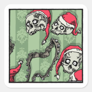 Jingle Skulls - Pop Goth Holiday Quadratischer Aufkleber