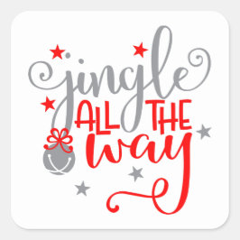 Jingle The Way Christmas Bells Stars Quadratischer Aufkleber