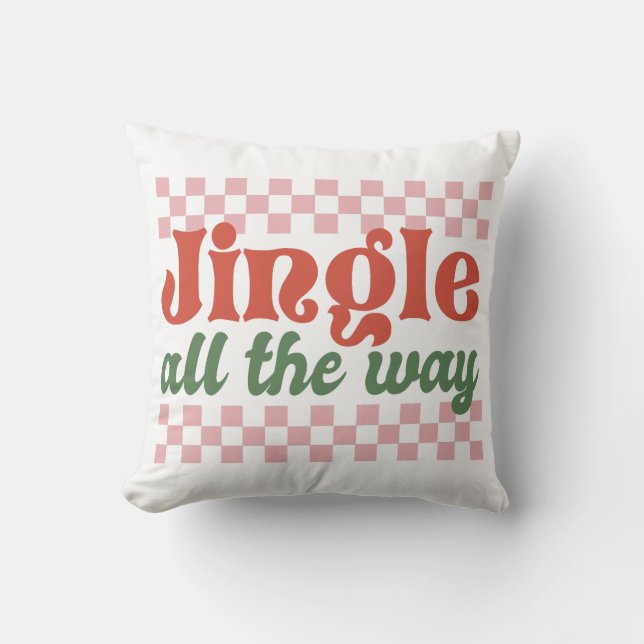 Jingle The Way Retro Groovy Weihnachten Kissen (Vorderseite)