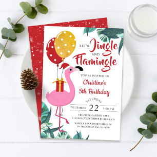 Jingle und Flamingo Tropical Christmas Geburtstag Einladung
