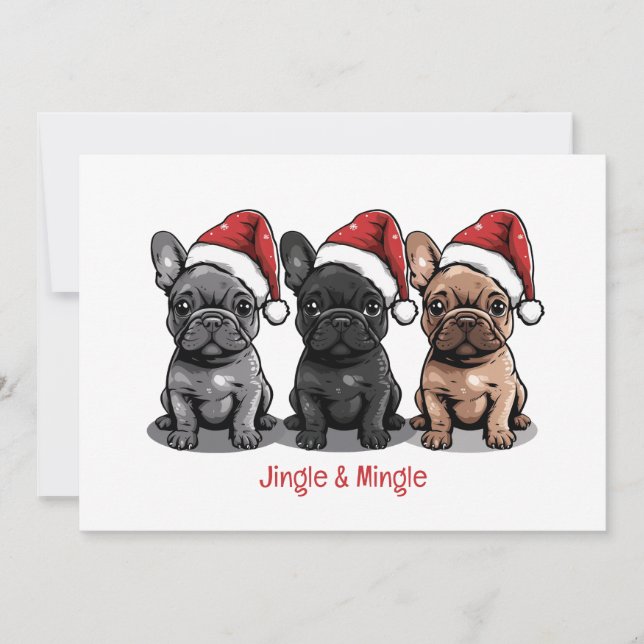 Jingle und Mingle Christmas French Bulldog Einladung (Vorderseite)