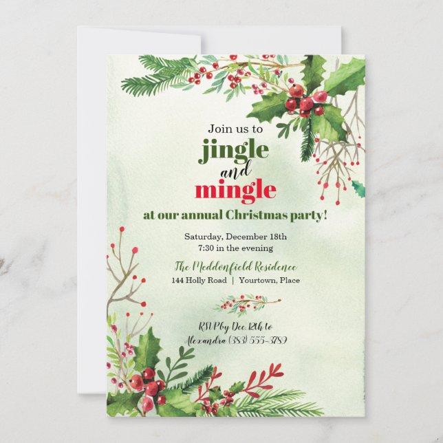 Jingle und Mingle Christmas Party Einladung (Vorderseite)