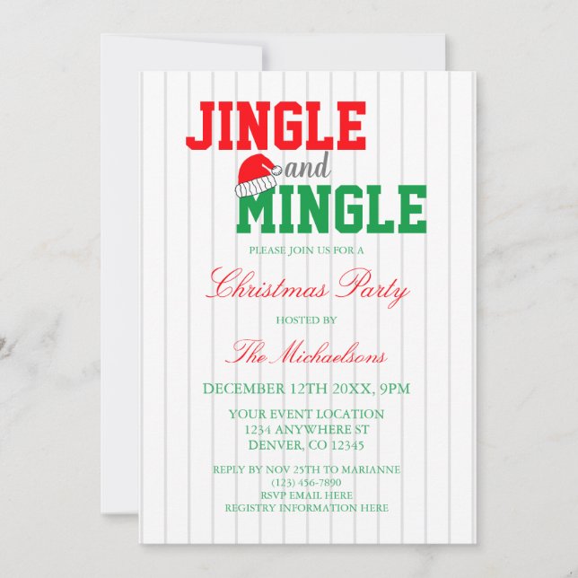 Jingle und Mingle Christmas Party Einladung (Vorderseite)