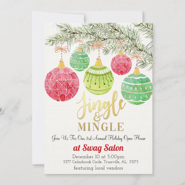 Jingle und Mingle Christmas Party Einladung (Vorderseite)