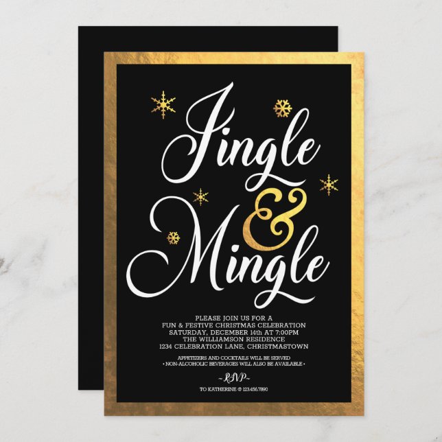 Jingle und Mingle Christmas Party Einladung (Vorne/Hinten)