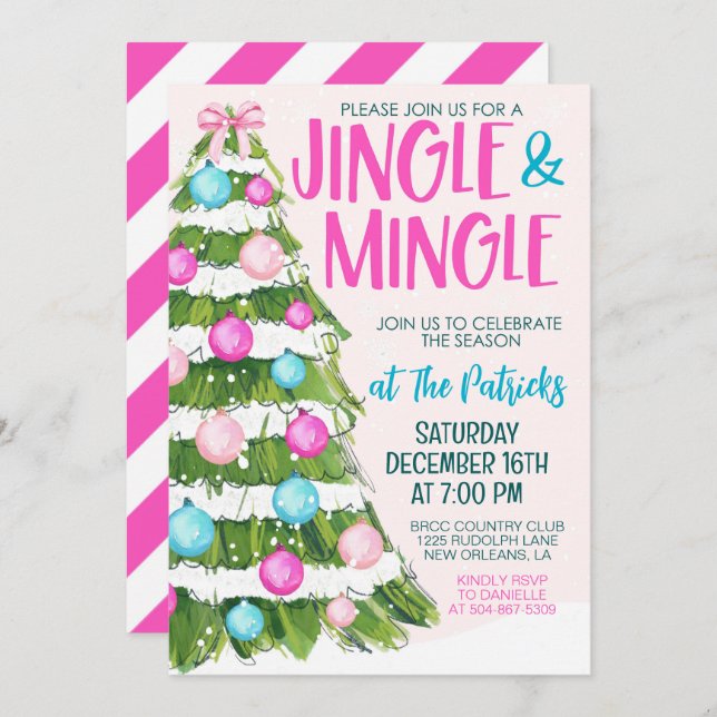 Jingle und Mingle Christmas Party Einladung (Vorne/Hinten)