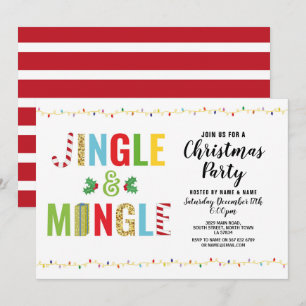 Jingle und Mingle Christmas Party Holly Holidays Einladung