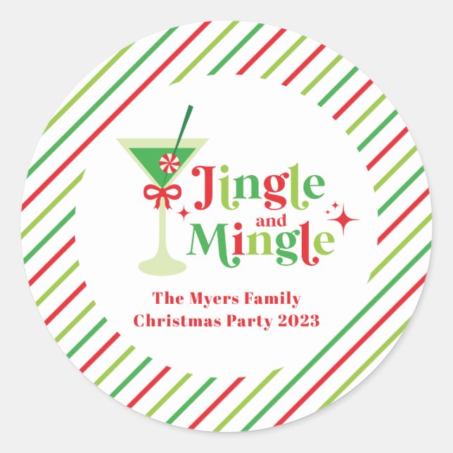 Jingle und Mingle Christmas Party Runder Aufkleber (Vorderseite)