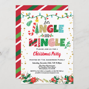 Jingle und Mingle Christmas Party white and gold Einladung