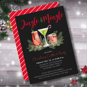 Jingle und Mingle Elegante Weihnachts-Cocktailpart Einladung