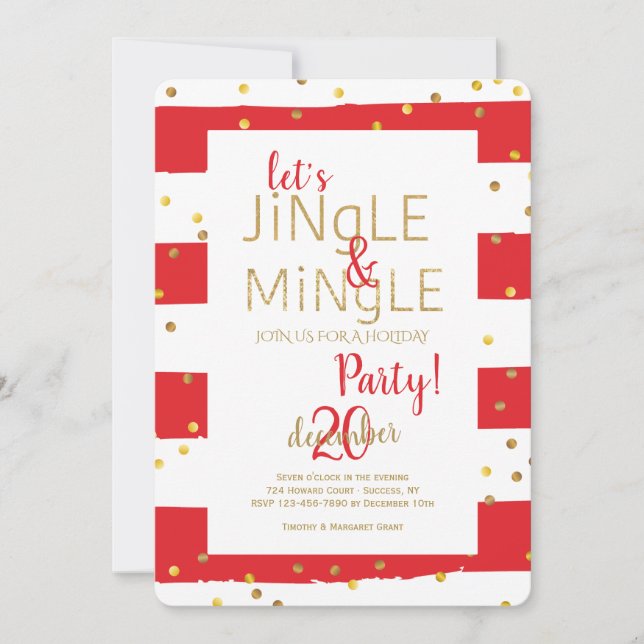 Jingle und Mingle Gold Confetti Einladung (Vorderseite)