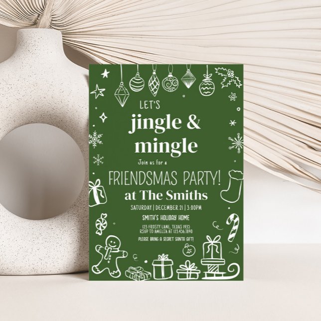 Jingle und Mingle Hand Drawing Weihnachtsfest Part Einladung (Hand Drawn Jingle and Mingle Christmas Party Invitation)