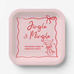 Jingle und Mingle Hand zeichnen Weihnachts-Party Pappteller