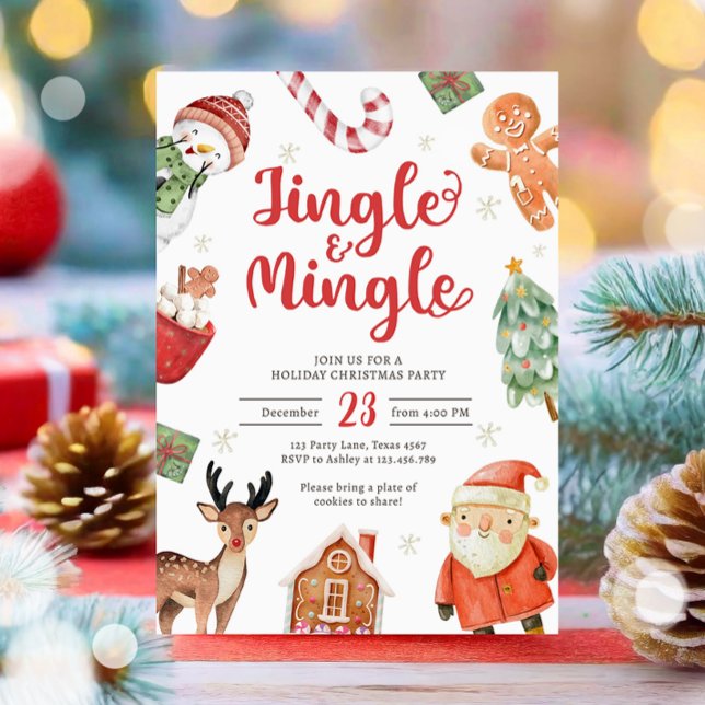 Jingle und Mingle Holiday Party Weihnachten Einladung (Von Creator hochgeladen)