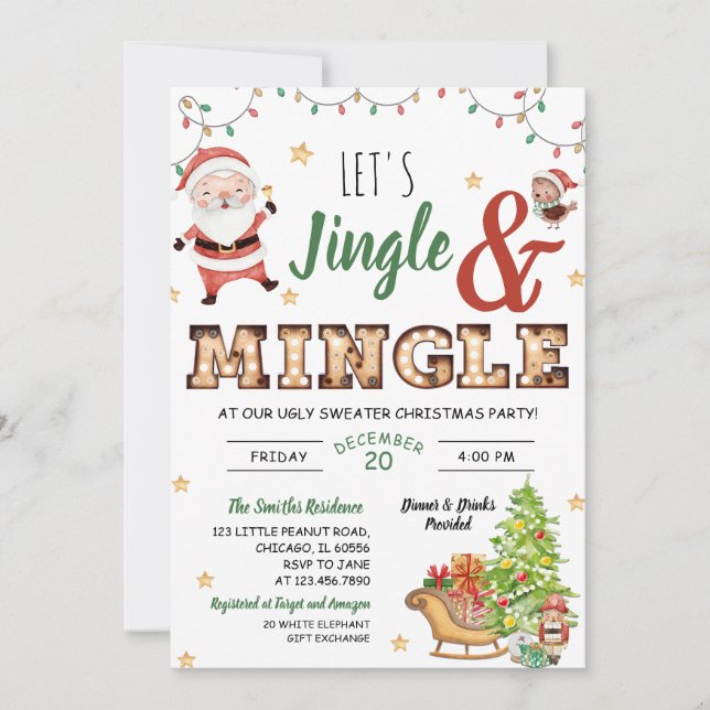 Jingle und Mingle Ugly Sweater Party Einladung (Vorderseite)