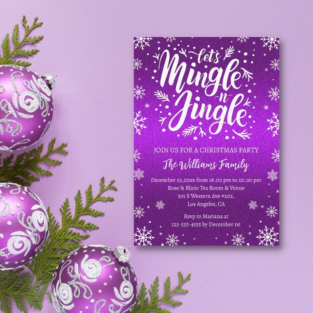 jingle und mingle Weihnachten Party lila schneebed Einladung (Von Creator hochgeladen)