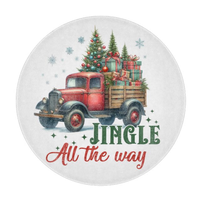 Jingle, Vintager LKW, Weihnachten Schneidebrett (Vorderseite)