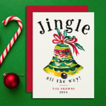 Jingle Weihnachtsglocke rot und grün Bow Watercolo